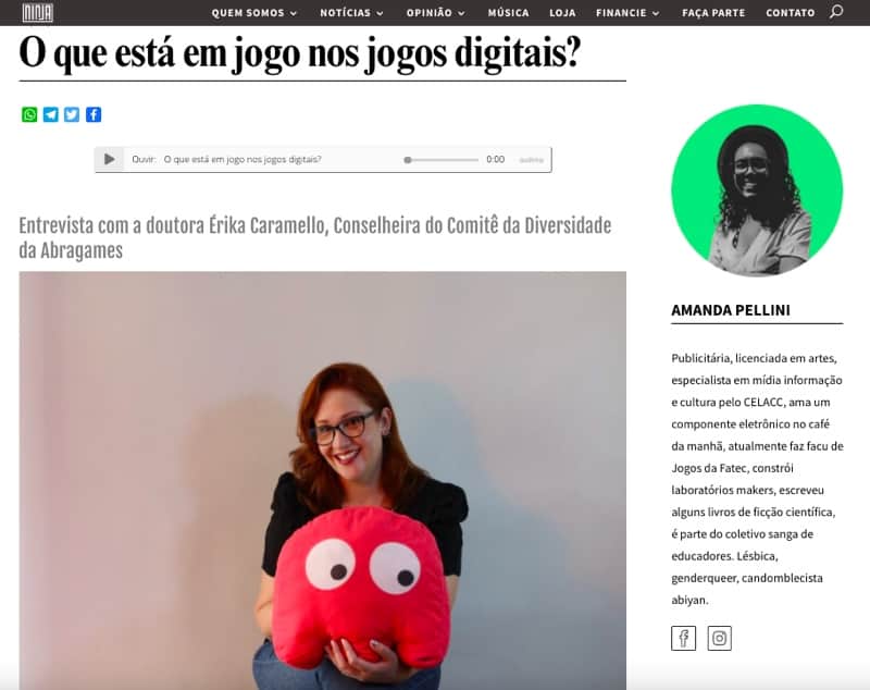 Érika Caramello no portal Mídia Ninja